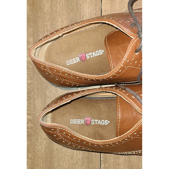 Deerstags Benton Jr Boys Dress Shoes, Brown Sz 7M Wingtips - Picture 4 of 9